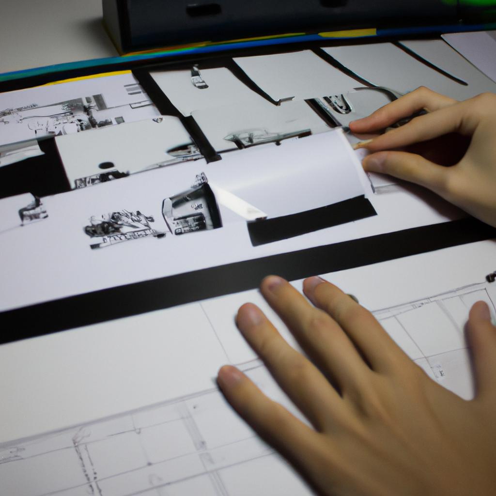 Person storyboarding movie animation sequences